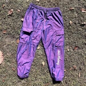 Purple Holographic Joggers Men Size L